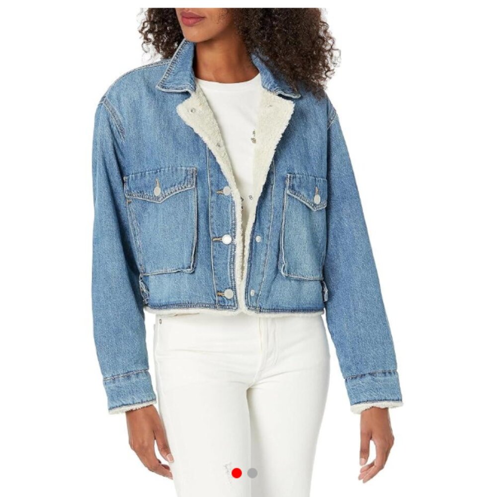NEW BlankNYC Crash Course fur lining Jacket cotton denim 1225 3s2